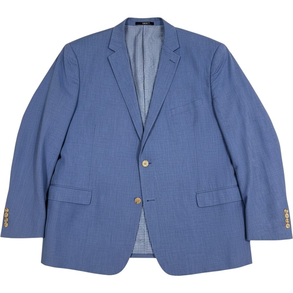 Saddlebred Mens Blue 100% Cotton Blazer Jacket Gingham Lining Casual